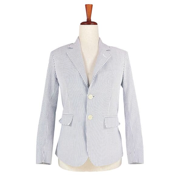 BROOKS BROTHERS Seersucker 2-Button Blazer Size 12 *runs 1-2 sizes small* - Picture 1 of 8